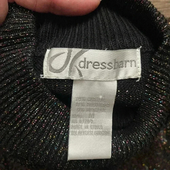 90s Dressbarn women’s black rainbow metallic sparkle sweater turtleneck medium - Picture 11 of 16